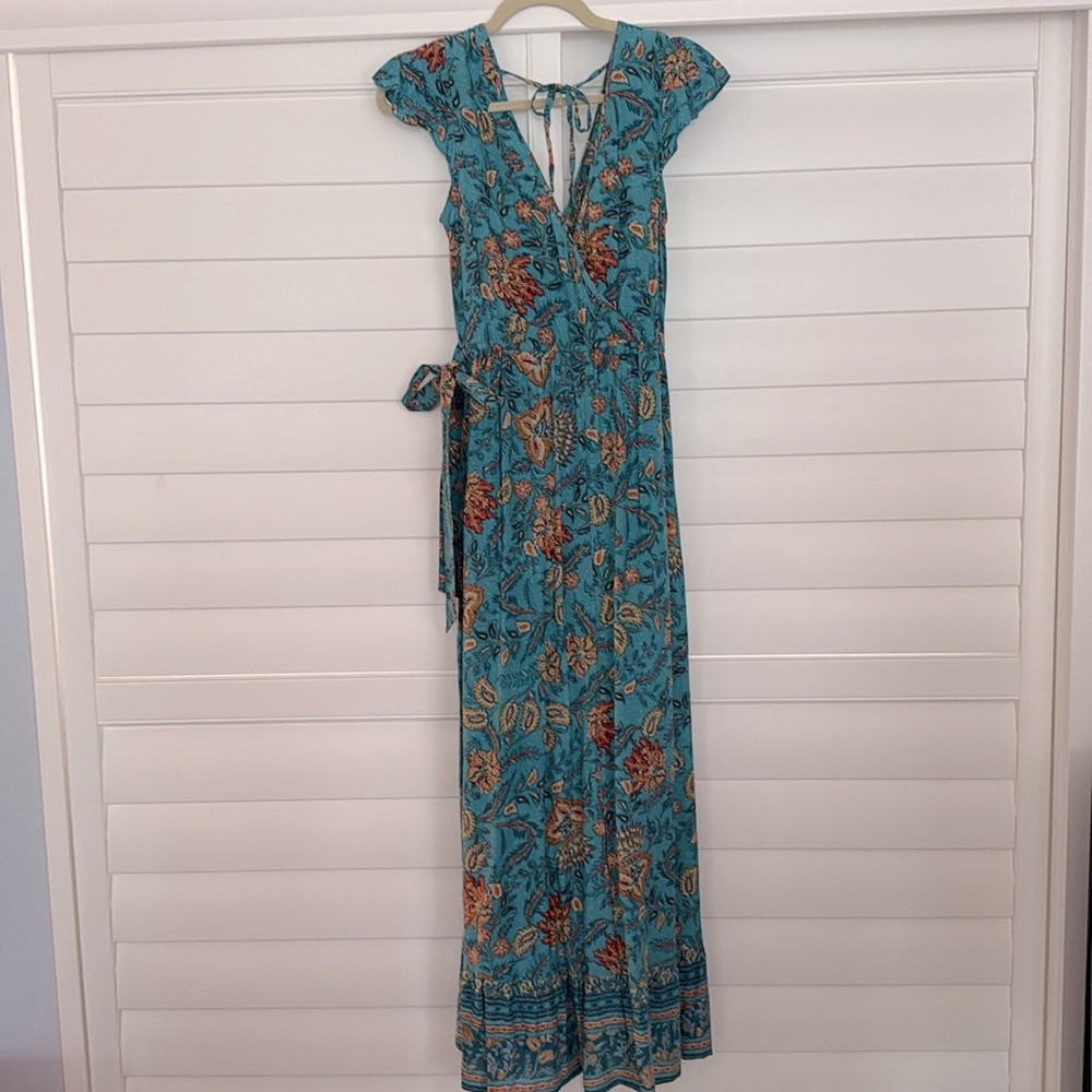 Tropical Maxi faux wrap dress-Small